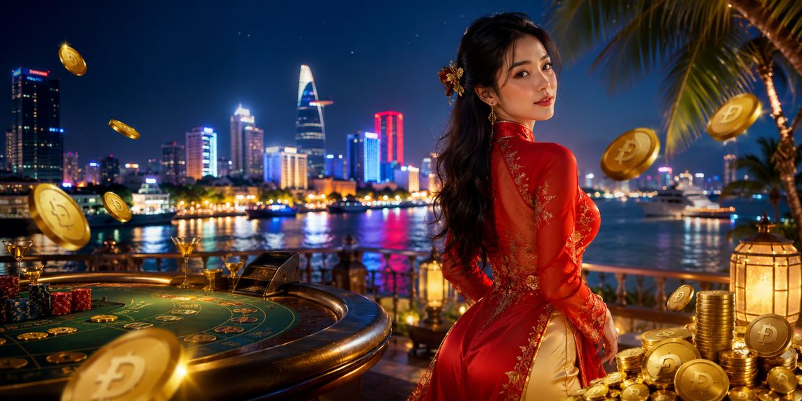 Phụ nữ mặc áo dài chơi Baccarat tại casino TP Hồ Chí Minh với không khí sang trọng